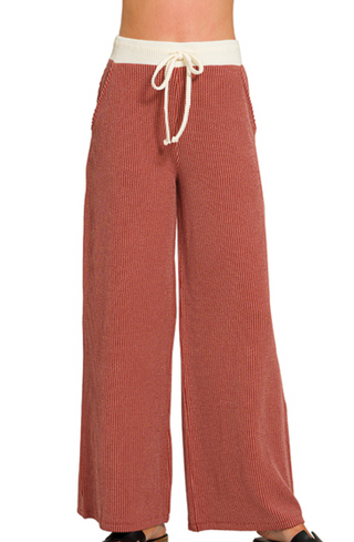 Rust Raised Rib Pant