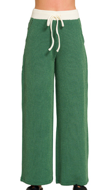 Hunter Green Raised Rib Pant