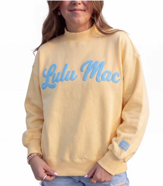 Lulu Mac Script Sweatshirt Butter/Light Blue