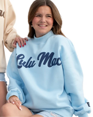 Lulu Mac Light Blue Sweatshirt/Navy Script