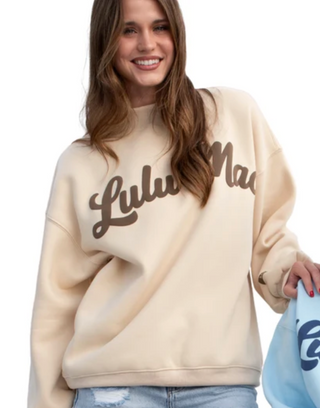Lulu Mac Cream Sweatshirt/Brown Script