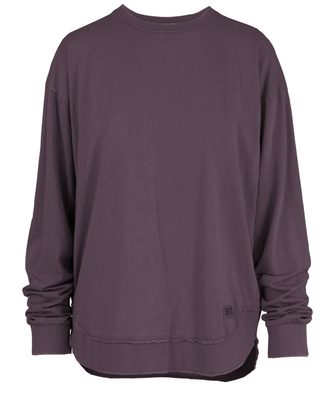 Plum Long Sleeve Vintage Washed Poncho Tee