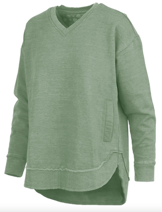 Sage East Hall Melange V-Neck Pocketed Poncho Fleece