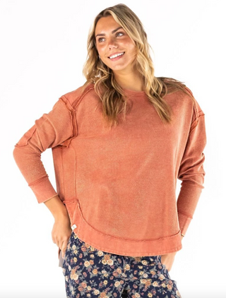 Rust Waffle Pullover