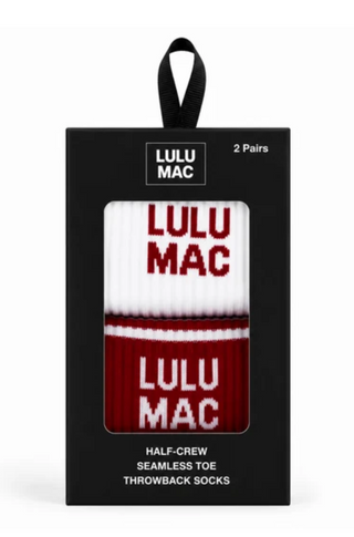 Lulu Mac Socks 2 Pair Box- CRIMSON/CRIMSON