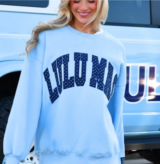 Lulu Mac Light Blue/Navy Polka Dot Sweatshirt
