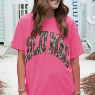 Lulu Mac Mossy Oak Bottomland Adult Neon Pink Comfort Colors Tee