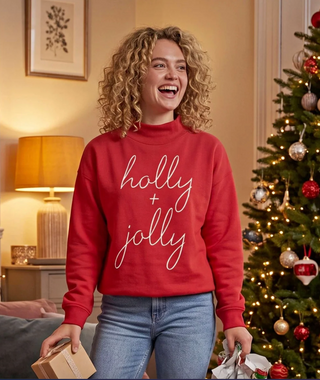 Holly Jolly Lingo Mock Neck Fleece