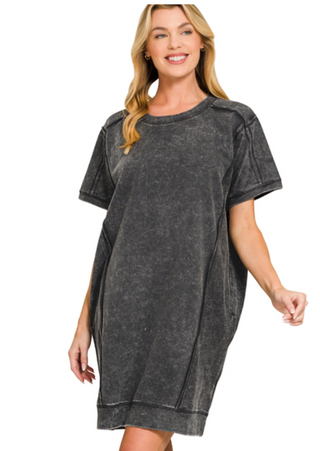 Black Acid Wash Dress