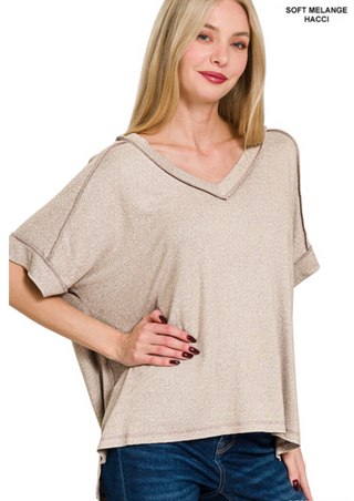 Ash Mocha Mauve Soft Melange Hacci Tee