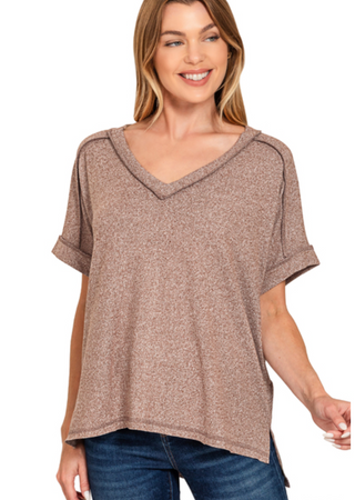 Brown Soft Melange Hacci Tee