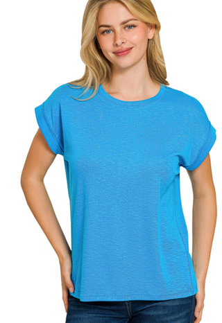 Blue Cotton Slub Tee