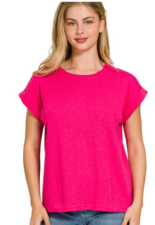 Pink Cotton Slub Tee