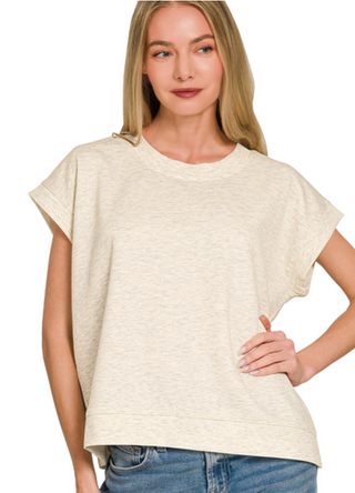 Heather Vanilla Short Sleeve Pullover