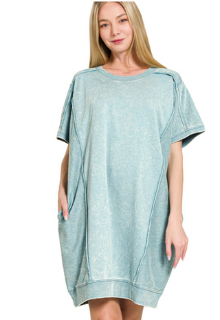 Blue Acid Wash Dress – Nona Louise