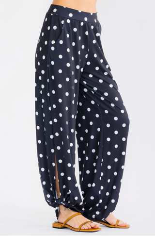 Polka Dot Wide Leg Ankle Tie Pants