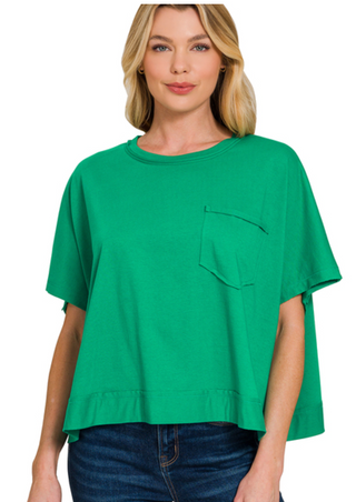 Green Exposed Seam Boxy Top