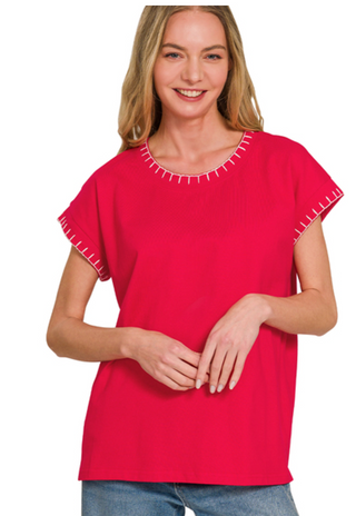 Ruby Stitch Detailed Top