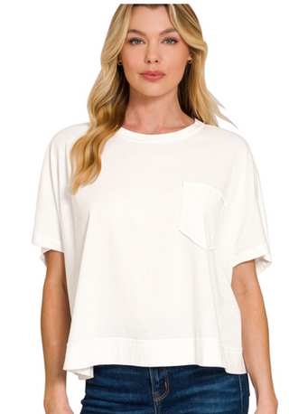 White Exposed Seam Boxy Top
