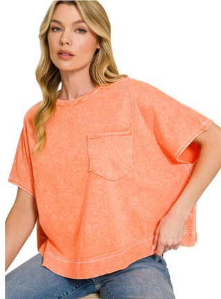 Orange Washed Oversized Top