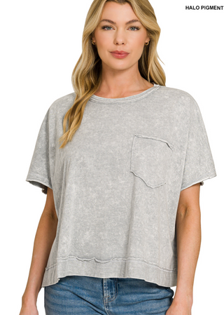 Light Gray Washed Oversized Top