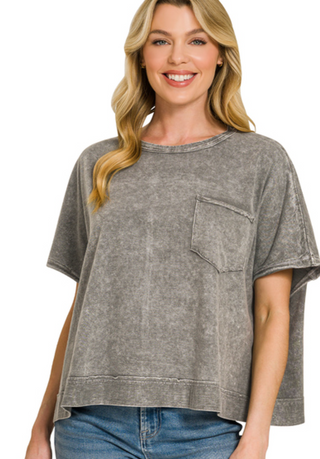 Ash Black Washed Oversized Top