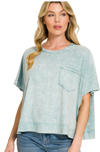 Blue Washed Oversized Top