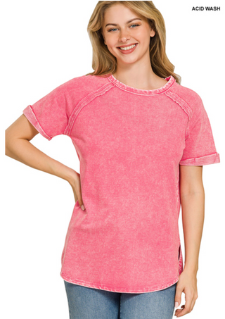 Pink Acid Wash Top