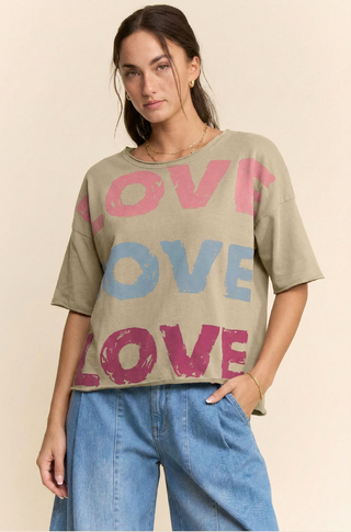 Love Printed Short Sleeve Top