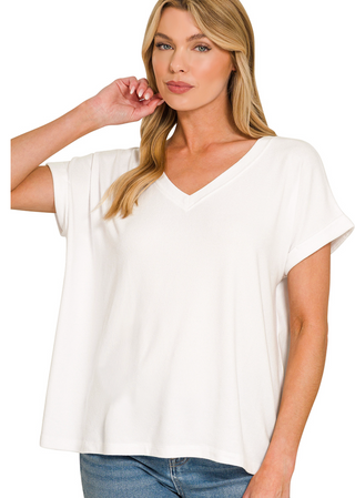 White Soft Melange Hacci Tee