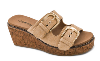 Double Dare Wedge -  Sand Faux Suede