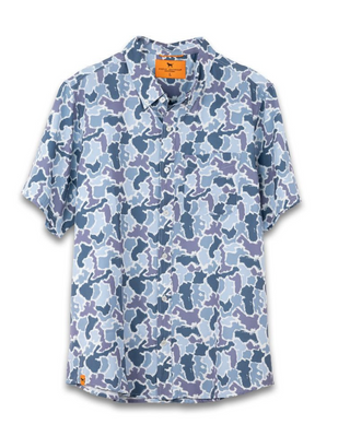 Mens Blue Camo Button Down