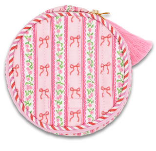 Pink Bow Quilted Accessory Bag