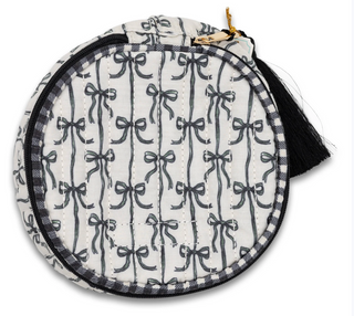 Black Bow Quilted Accessory Bag