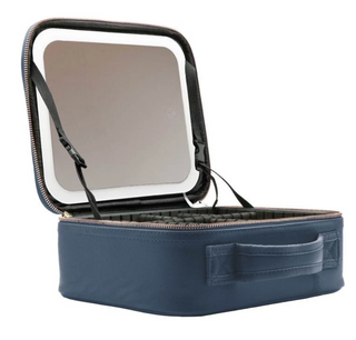 Navy Vegan Leather Travel Case - Lighted