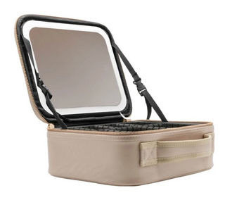 Beige Vegan Leather Travel Case - Lighted