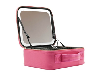 Pink Vegan Leather Travel Case - Lighted