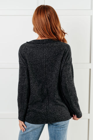 Simple Silhouette Brushed Hacci Sweater in Black