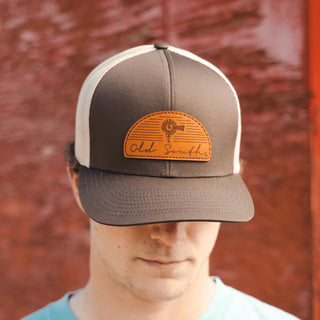 Brown Arch Leather Patch - Trucker Hat