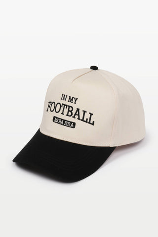IN MY FOOTBALL MOM ERA embroidery 5 Panel Cap: Black