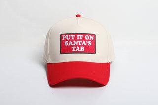 CHRISTMAS PUT IT ON SANTA'S TAB PATCH 5 Panel Two Tone Cap: Red