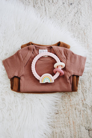 Ritzy Rattle™ Silicone Teether Rattles: Highland Cow