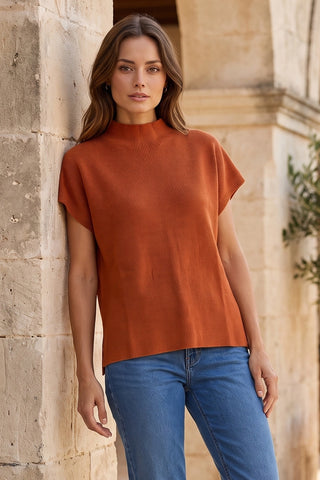 Copper Transitional Mock Neck Sweater