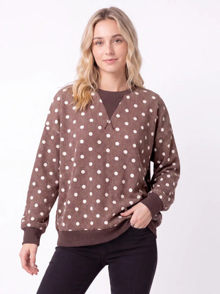Polka Dot Rib Knit Pullover Top