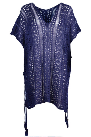 Cutout V-Neck Cover-Up with Tassel